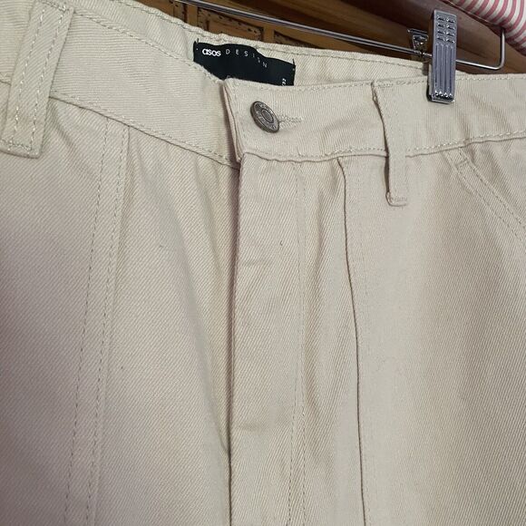 ASOS Design Carpenter Pants Men 32x32 Baggy Ivory Cotton Canvas Wider Legs NWOT - Picture 9 of 12